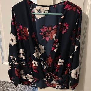 Floral wrap style blouse